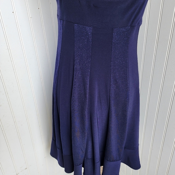 R&M Richards Navy Blue Spark Stretch Knee Length Sleeveless Dress Sz 8P - Picture 2 of 13